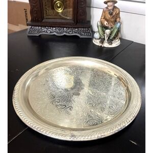 F B Rogers 1883 Vintage Silver Plated Serving Tray 12.75" Ornate EUC